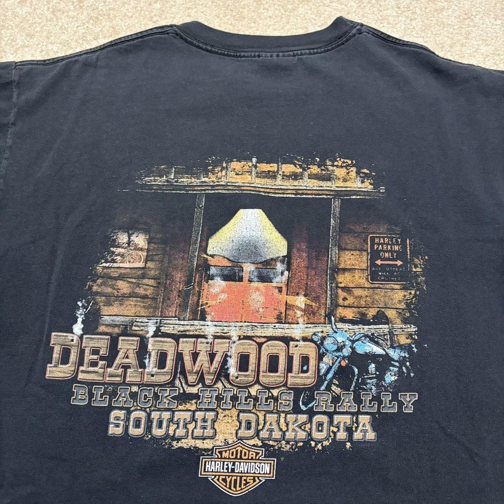 Vtg Harley-Davidson Shirt Mens Large‎ Black Deadwood Black Hills Rally 2006 SD - Picture 9 of 10